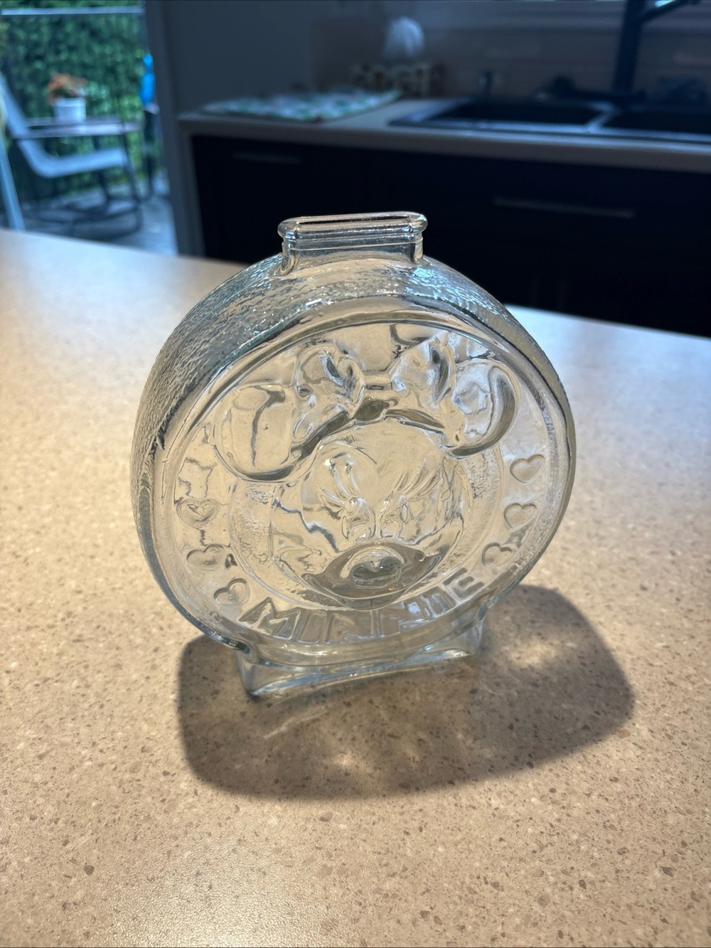 Walt Disney Mickey & Minnie glass Bank Anchor Hocking Vintage glass piggy coin